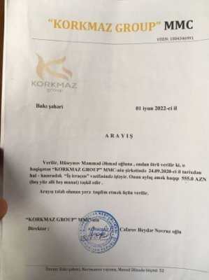 "Korkmaz Group" MMC Qarabağ Qazisini İNCİDİR - MÜRACİƏT
