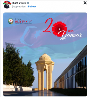 Azərbaycan Prezidenti 20 Yanvar faciəsi ilə bağlı paylaşım edib - FOTO