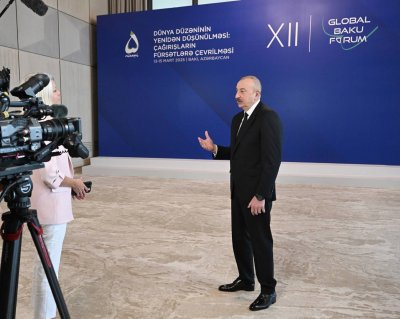Azərbaycan Respublikasının Prezidenti İlham Əliyev martın 13-də XII Qlobal Bakı Forumu zamanı “Euronews” televiziyasına müsahibə verib