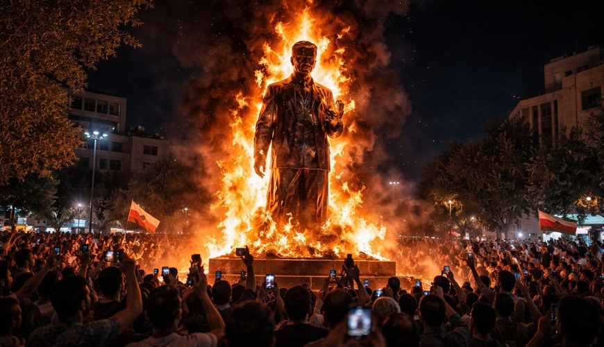 İrana OD QOYURLAR: Qasım Süleymaninin abidəsi YANDIRILDI, şəhərlər ƏLƏ KEÇİ ...