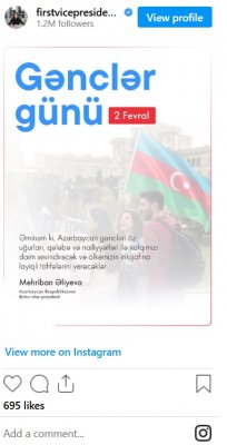 Mehriban Əliyeva: “Azərbaycan gəncləri öz uğurları ilə xalqımızı daim sevindirəcək”