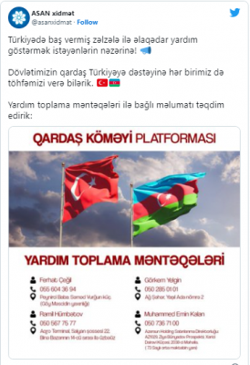 Bakıda daha bir neçə ünvanda Türkiyə üçün yardımların toplanmasına başlanılıb - SİYAHI